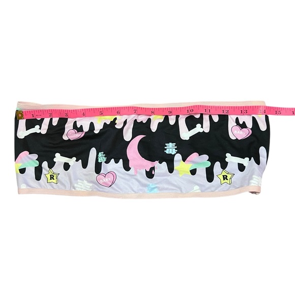 NWT Black & Pink Kawaii Goth Bandeau Tube Top & Bottoms Lingerie Rave Set - Picture 7 of 11